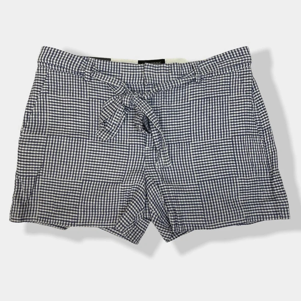BANANA Republic Blue Houndstooth Linen Shorts